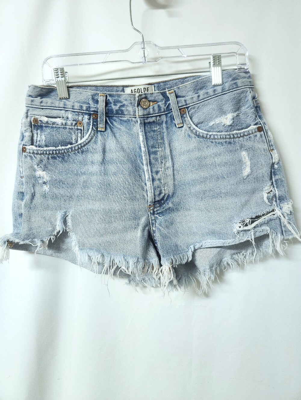AGOLDE Parker Vintage Cut Off Shorts Denim 28 Destroyed